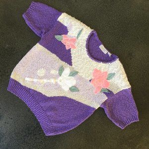 80's Vintage Sweater In Chunky Knit Fabric